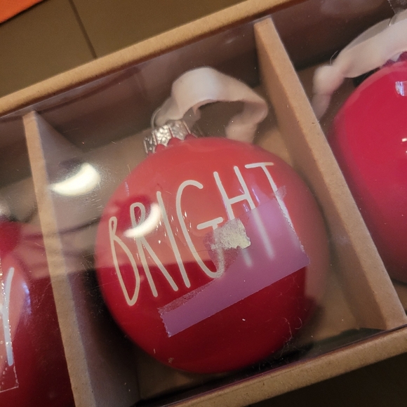 Rae Dunn Holiday 'Merry Bright Noel' Red Glass Ornament Set - Picture 2 of 3